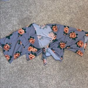 Floral tie crop top